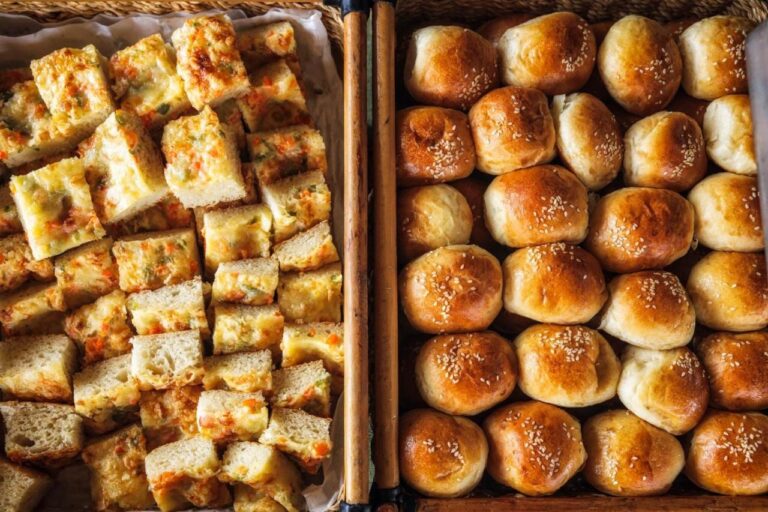 Bułeczki i kostki grzanek prosto z pieca